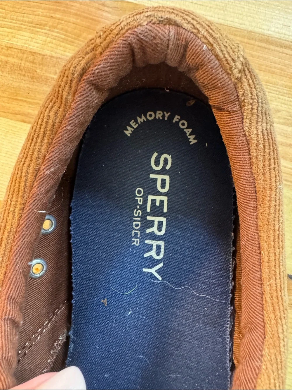 Sperry Men’s Tan Corduroy Boat Shoes with White Midsole